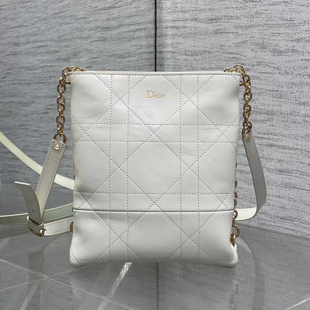 DIOR 26S TRIANON BAG 18 IN WHITE LAMBSKIN