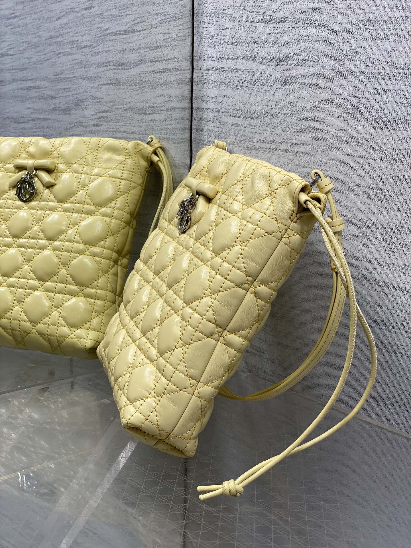 DIOR 26S ADIORABLE BUCKET BAG 20 IN YELLOW LAMBSKIN