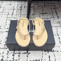 CHANEL 26S THONG SANDALS IN BEIGE CALFSKIN WITH GOLD HARDWARE