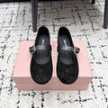 MIUMIU 26S BALLET FLATS IN BLACK SUEDE