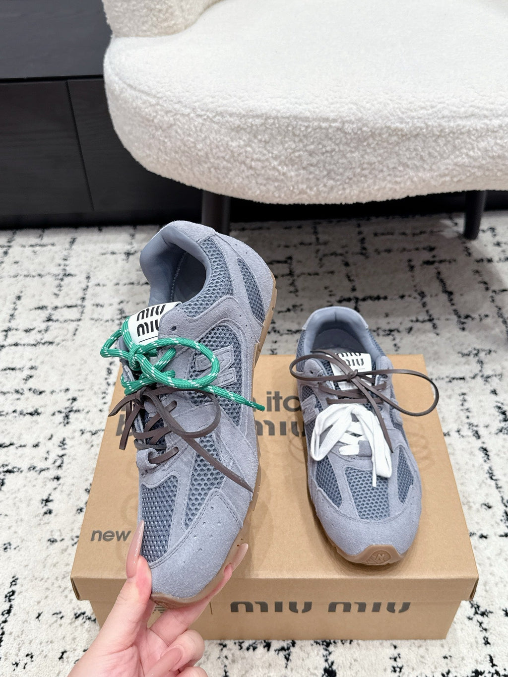 MIUMIU 26S SNEAKERS IN LIGHT PURPLE SUEDE SUEDE AND MESH FABRIC