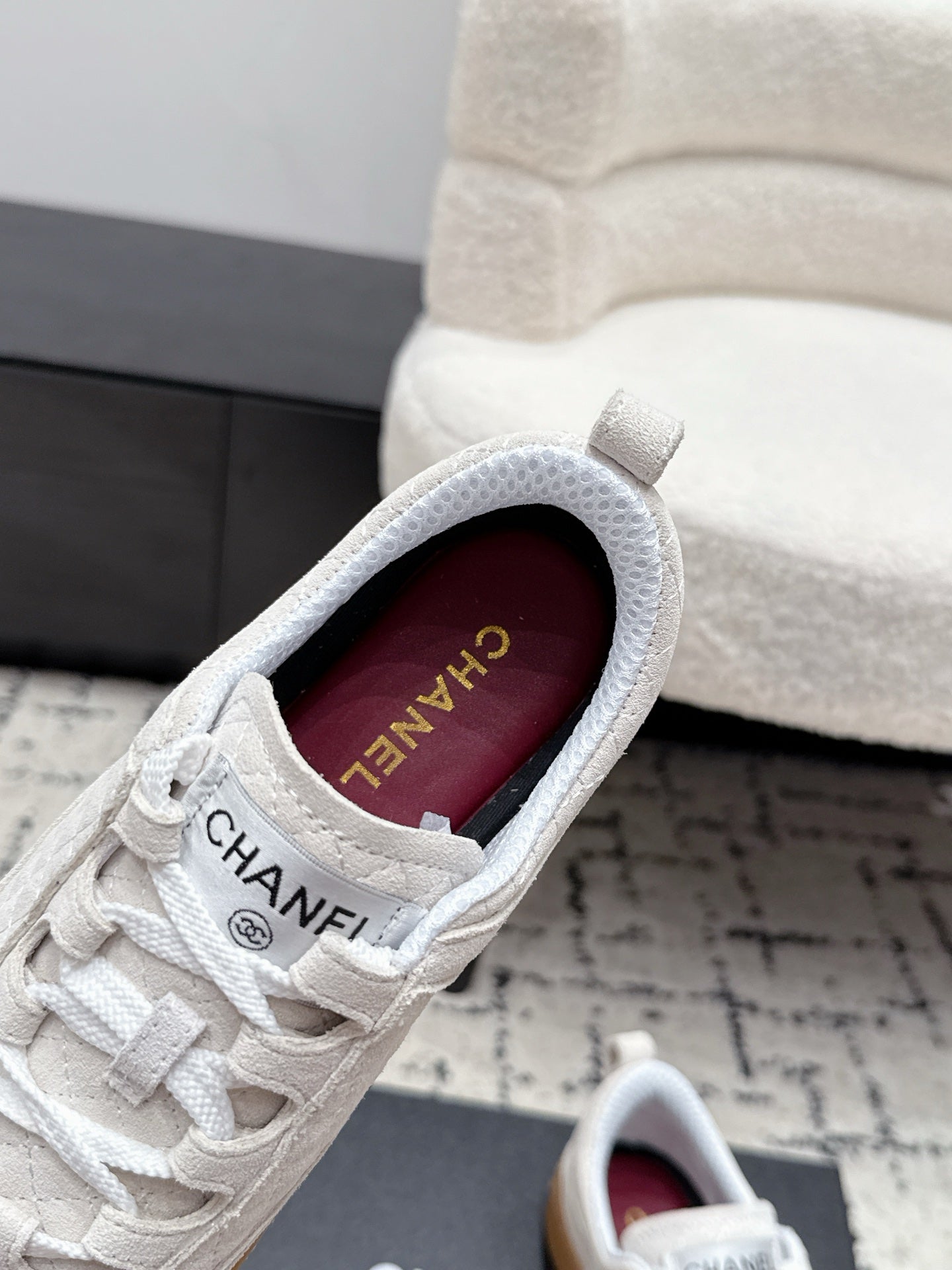 CHANEL 26S QUILTED SNEAKERS IN WHITE SUEDE