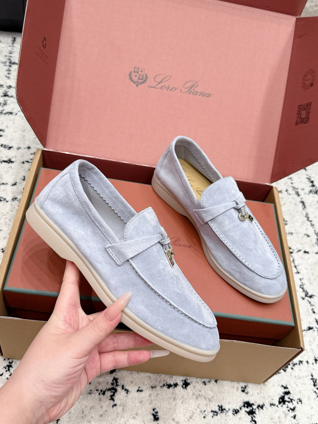LP 26S SUMMER CHARMS WALK LOAFER IN LIGHT BLUE SUEDE GOLD HARDWARE