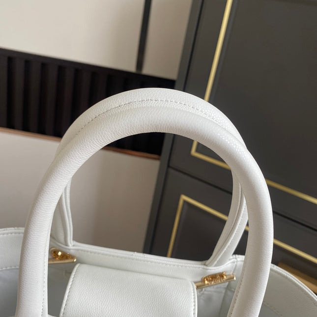 CHANEL 26S QUILTED SMALL SHOPPING TOTE 25 IN WHITE CAVIAR CALFSKIN GOLD HARDWARE
