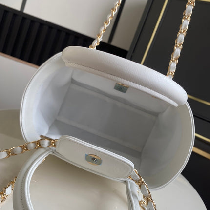 CHANEL 26S QUILTED SMALL SHOPPING TOTE 25 IN WHITE CAVIAR CALFSKIN GOLD HARDWARE