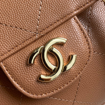 CHANEL 26S QUILTED SMALL SHOPPING TOTE 25 IN CARAMEL BROWN CAVIAR CALFSKIN GOLD HARDWARE
