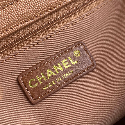 CHANEL 26S QUILTED LARGE SHOPPING TOTE 39 IN CARAMEL BROWN CAVIAR CALFSKIN GOLD HARDWARE