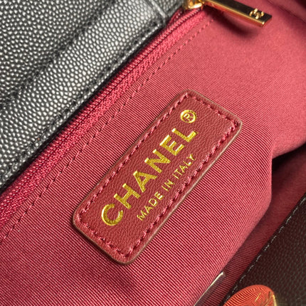 CHANEL 26S QUILTED SMALL SHOPPING TOTE 25 IN BLACK CAVIAR CALFSKIN GOLD HARDWARE