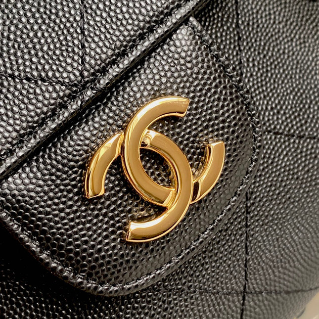 CHANEL 26S QUILTED SMALL SHOPPING TOTE 25 IN BLACK CAVIAR CALFSKIN GOLD HARDWARE
