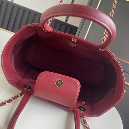 CHANEL 26S QUILTED LARGE SHOPPING TOTE 39 IN BURGUNDY RED CAVIAR CALFSKIN GOLD HARDWARE