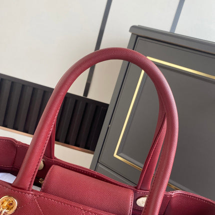 CHANEL 26S QUILTED LARGE SHOPPING TOTE 39 IN BURGUNDY RED CAVIAR CALFSKIN GOLD HARDWARE