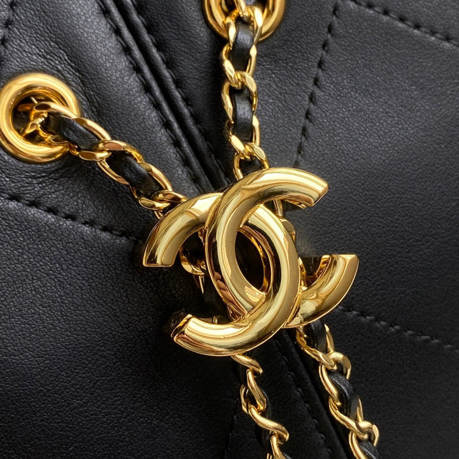 CHANEL 26S QUILTED HOBO LARGE BAG 35 IN BLACK CALFSKIN GOLD HARDWARE