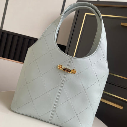 CHANEL 26S QUILTED HOBO LARGE BAG 35 IN PALE BLUE CALFSKIN GOLD HARDWARE