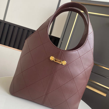CHANEL 26S QUILTED HOBO LARGE BAG 35 IN BURGUNDY RED CALFSKIN GOLD HARDWARE