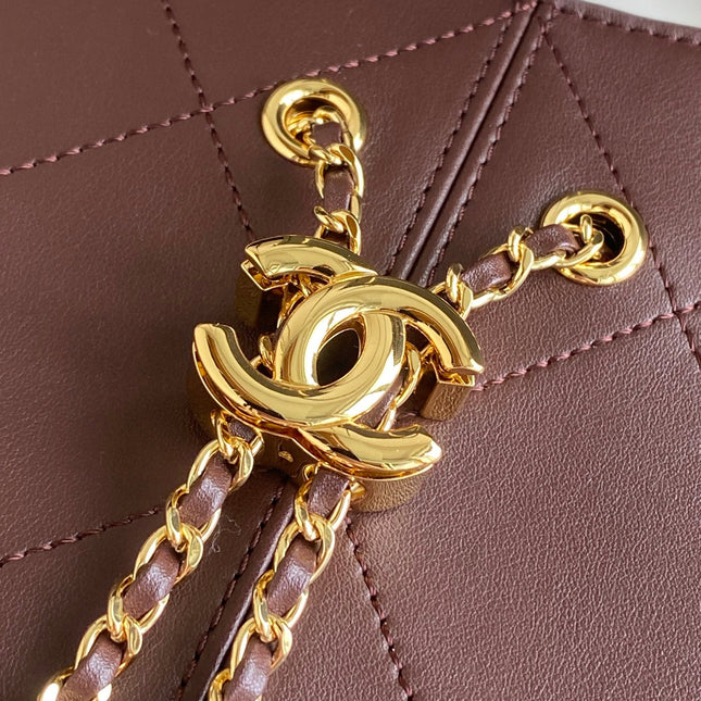 CHANEL 26S QUILTED HOBO LARGE BAG 35 IN BURGUNDY RED CALFSKIN GOLD HARDWARE