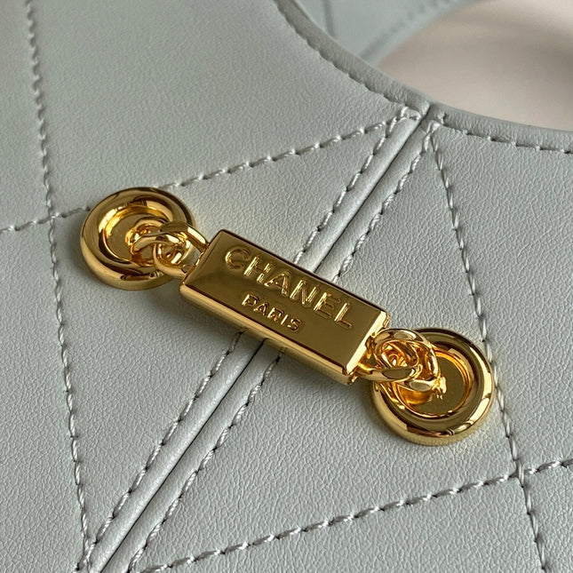 CHANEL 26S QUILTED HOBO BAG 27 IN PALE BLUE CALFSKIN GOLD HARDWARE