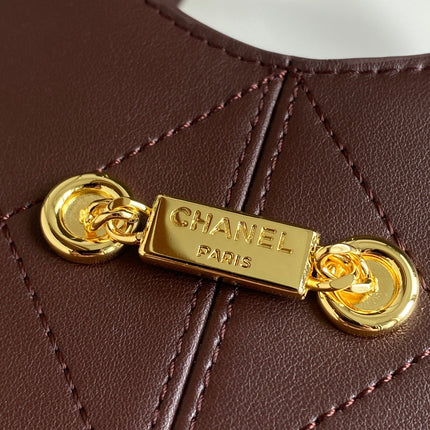 CHANEL 26S QUILTED HOBO BAG 27 IN BURGUNDY RED CALFSKIN GOLD HARDWARE