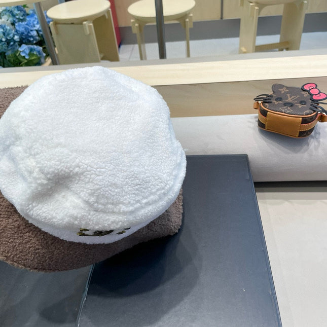 BUCKET HAT IN WHITE MIX MEDIUM BROWN LAMB WOOL 431622