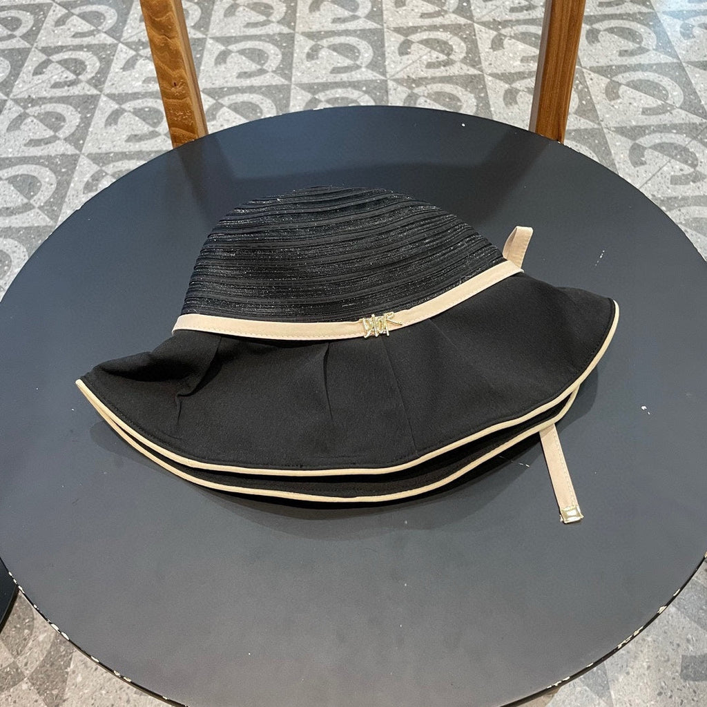 STRIPED BUCKET HAT IN BLACK COTTON 434998