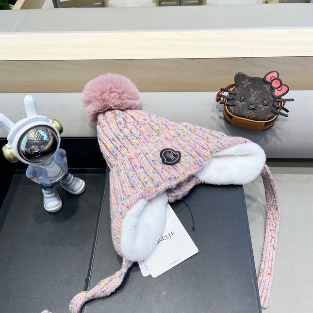 BEANIE HAT IN LIGHT PINK WOOL LINED WITH FLEECE 436776