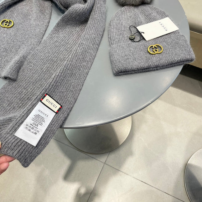 SET SCARF AND HAT IN DOVE GRAY CASHMERE 436241