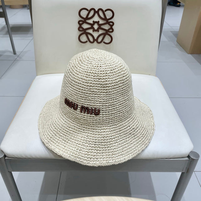 MIUMIU RAFFIA BUCKET HAT STYLE 70