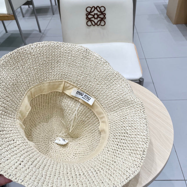MIUMIU RAFFIA BUCKET HAT STYLE 70