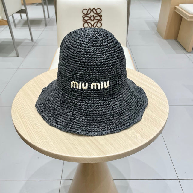 MIUMIU RAFFIA BUCKET HAT STYLE 71