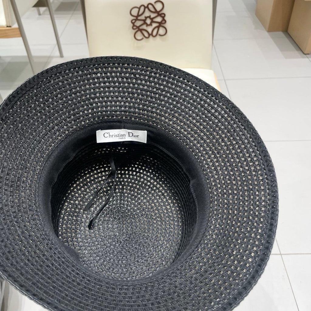BUCKET HAT 57 CM IN BLACK RAFFIA 653741