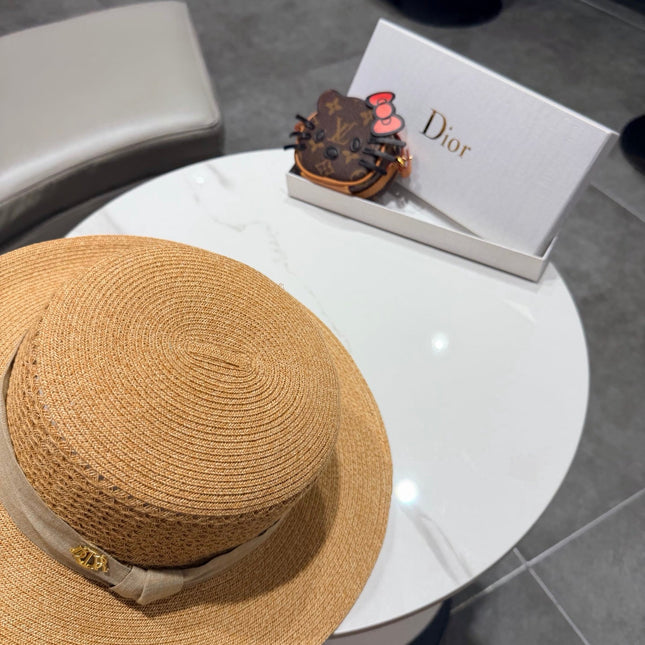 DIOR 26S FLAT-BRIM STRAW HAT STYLE 43