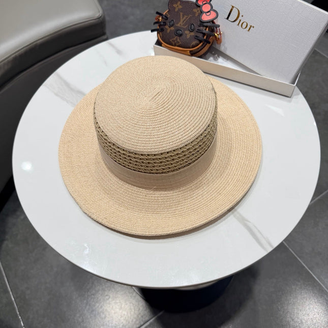 DIOR 26S FLAT-BRIM STRAW HAT STYLE 42