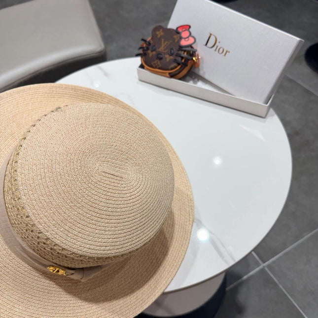 DIOR 26S FLAT-BRIM STRAW HAT STYLE 42