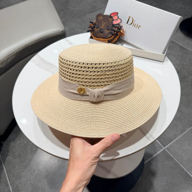 DIOR 26S FLAT-BRIM STRAW HAT STYLE 42
