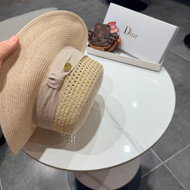 DIOR 26S FLAT-BRIM STRAW HAT STYLE 42