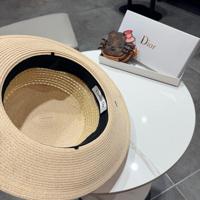 DIOR 26S FLAT-BRIM STRAW HAT STYLE 42