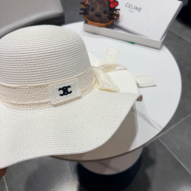 CELINE 26S STRAW WIDE BRIM HAT STYLE 75