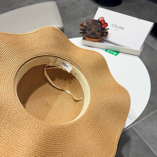 CELINE 26S STRAW WIDE BRIM HAT STYLE 74