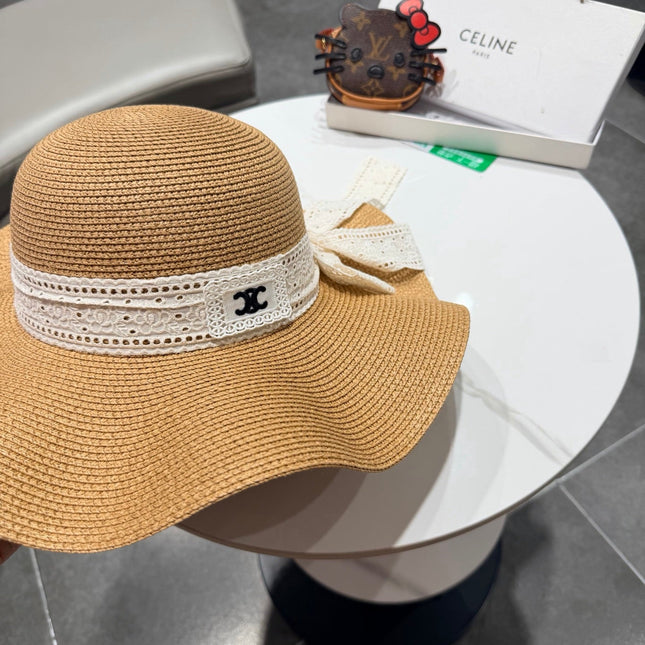 CELINE 26S STRAW WIDE BRIM HAT STYLE 74