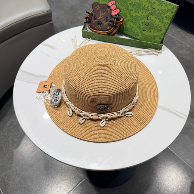 GUCCI 26S FLAT BRIM STRAW HAT WITH BOW STYLE 17