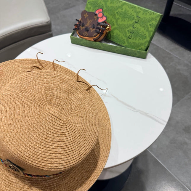 GUCCI 26S FLAT BRIM STRAW HAT WITH BOW STYLE 16