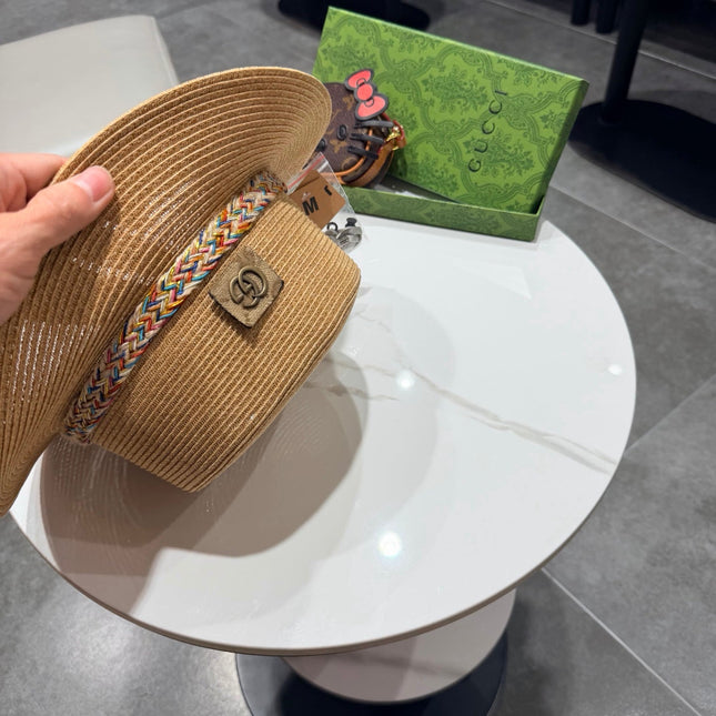 GUCCI 26S FLAT BRIM STRAW HAT WITH BOW STYLE 16