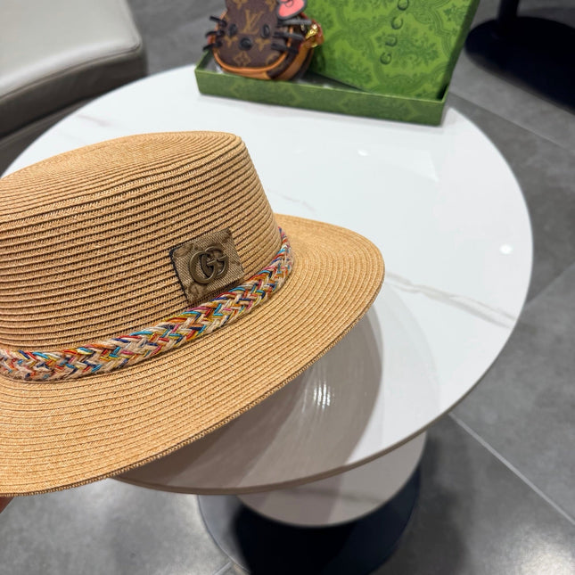 GUCCI 26S FLAT BRIM STRAW HAT WITH BOW STYLE 16