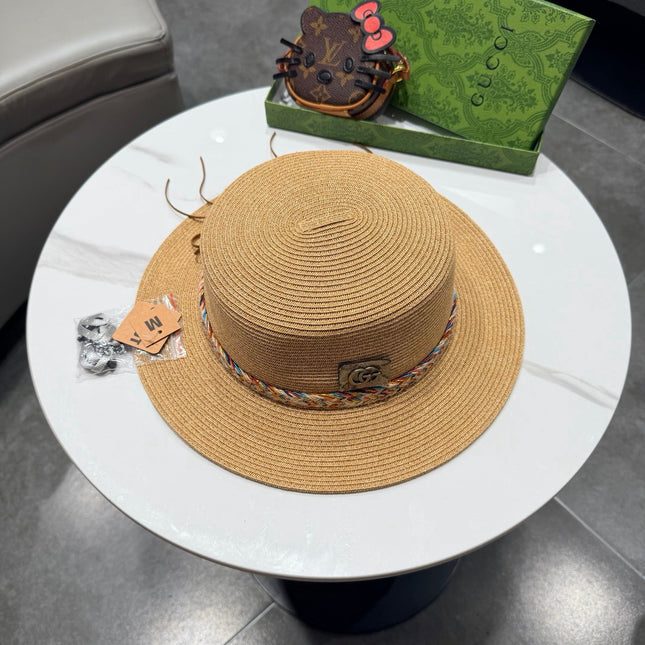 GUCCI 26S FLAT BRIM STRAW HAT WITH BOW STYLE 16