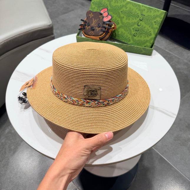 GUCCI 26S FLAT BRIM STRAW HAT WITH BOW STYLE 16