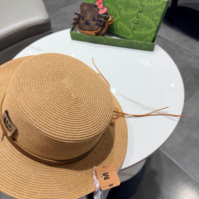 GUCCI 26S FLAT BRIM STRAW HAT WITH BOW STYLE 15