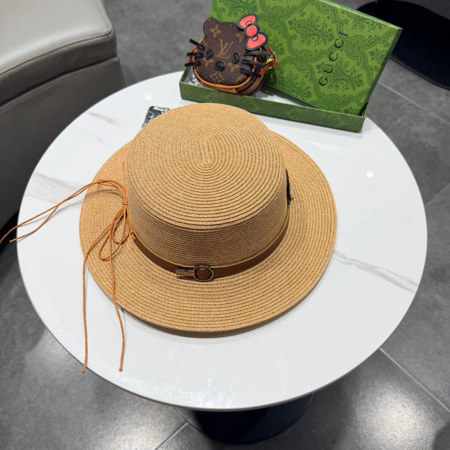 GUCCI 26S FLAT BRIM STRAW HAT WITH BOW STYLE 15