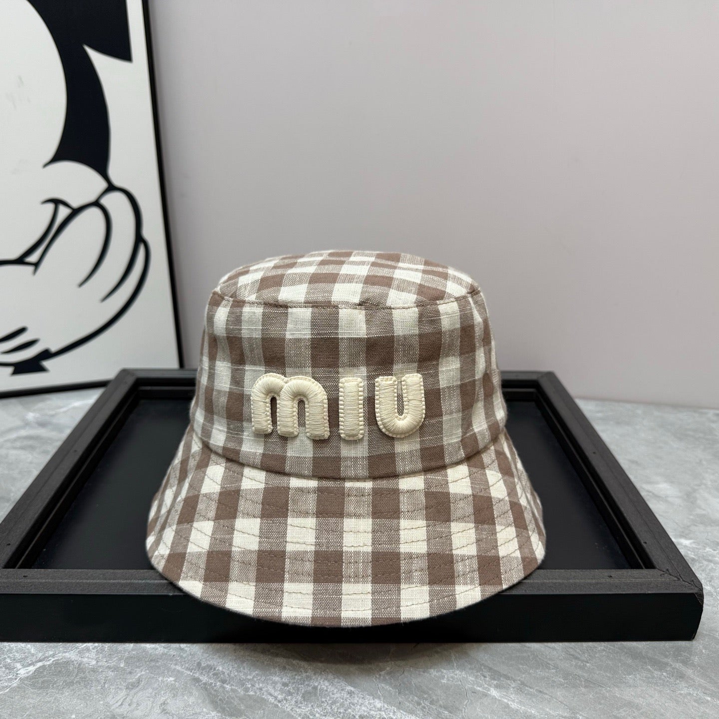 MIUMIU BUCKET CHECKED PATTERN WITH LOGO