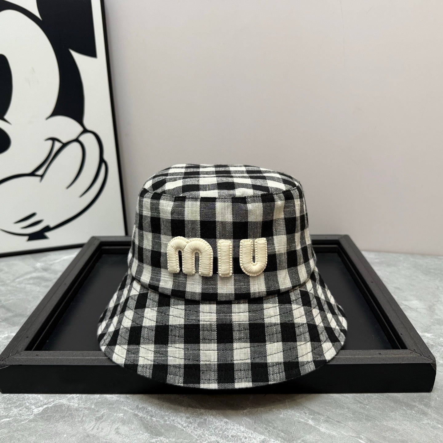 MIUMIU BUCKET CHECKED PATTERN WITH LOGO