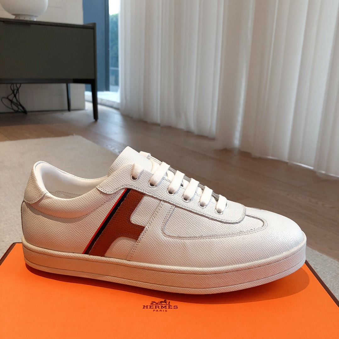 HM BOOMERANG SNEAKER WHITE AND RED CALFSKIN