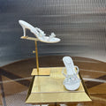 RENE CAOVILLA 26S HEEL SANDALS 75 MM IN WHITE LAMBSKIN WITH CRYSTAL